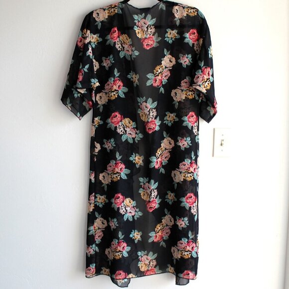 LulaRoe Kimono Women's Small Black with Floral Print - Picture 5 of 6